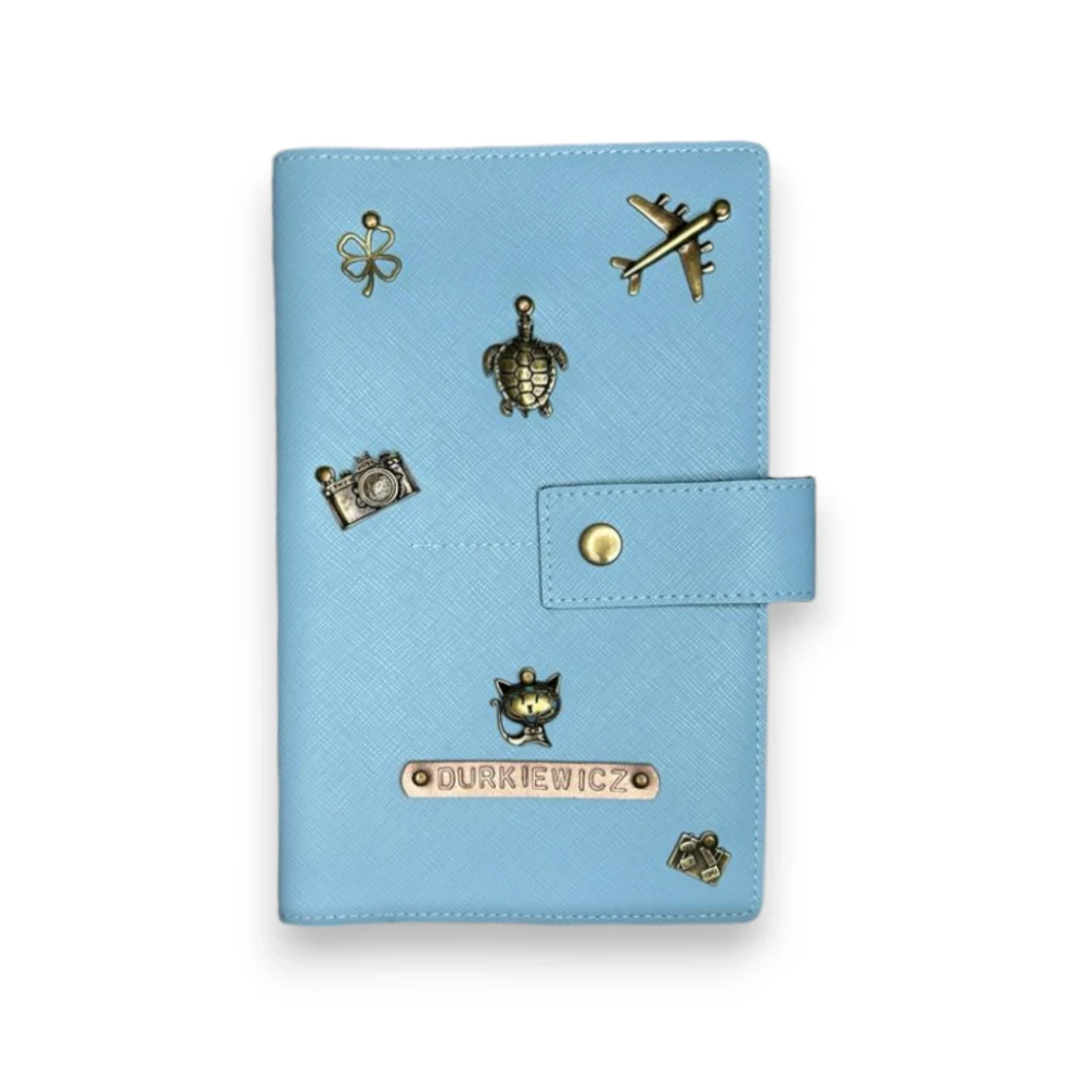etui na paszport rodzinne błękitne