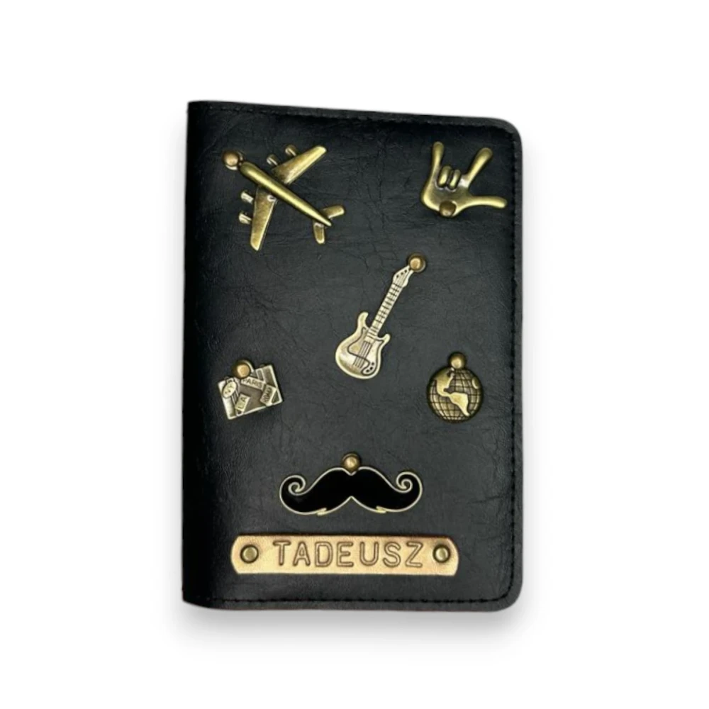 Etui pokrowiec na paszport karty kredytowe bilety dokumenty gładka czerń (3).webp