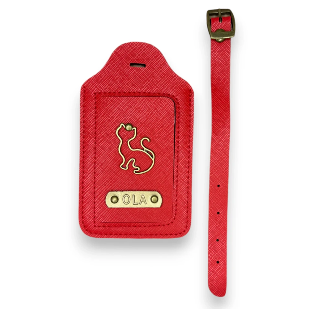 personalizowana zawieszka do bagażu czerwona identyfikator adresownik.webp