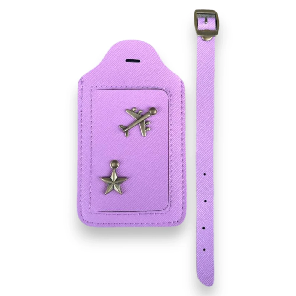 personalizwana zawieszka do bagażu identyfikator do walizki liliowy prezent dla podróżnika (5).webp
