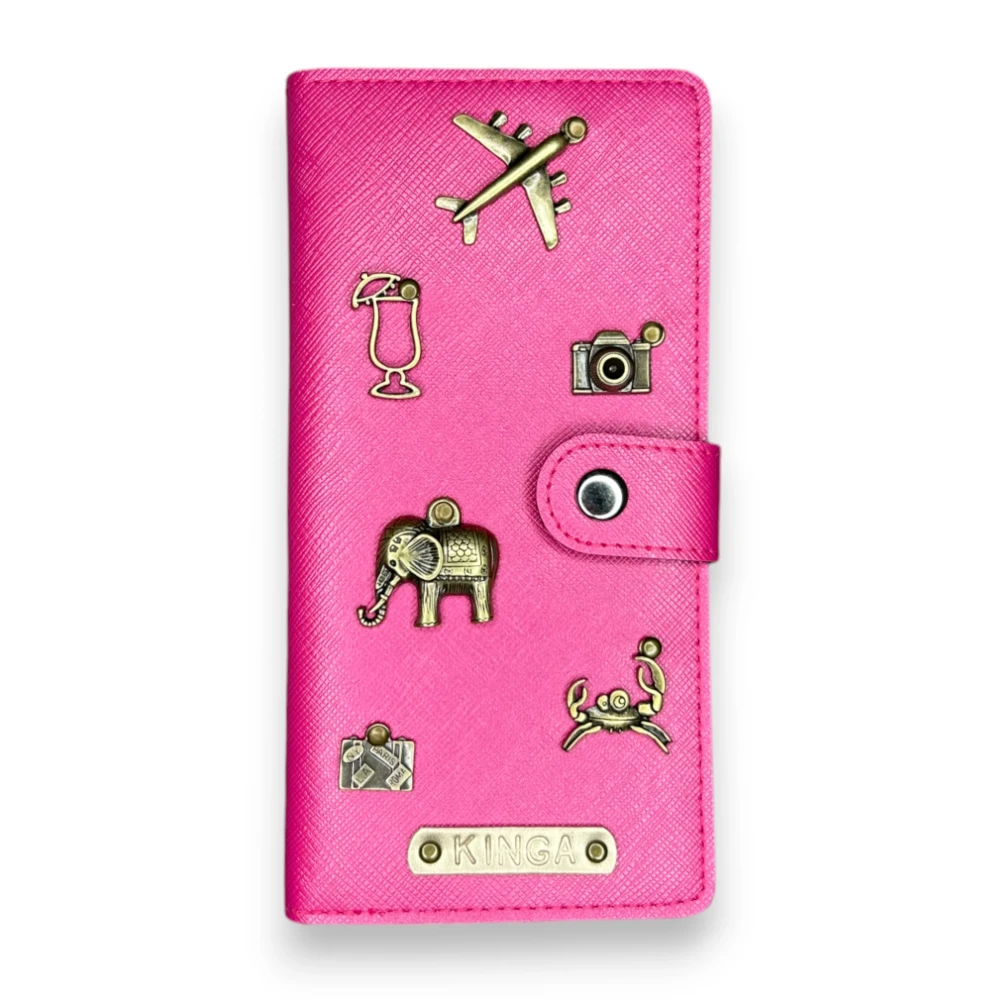 personalizowany portfel na zatrzask - różowy 1.webp