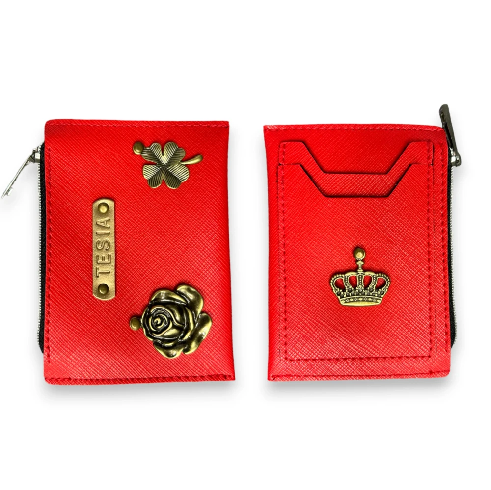 Personalizowane etui na karty z portmonetką -  czerwone.webp