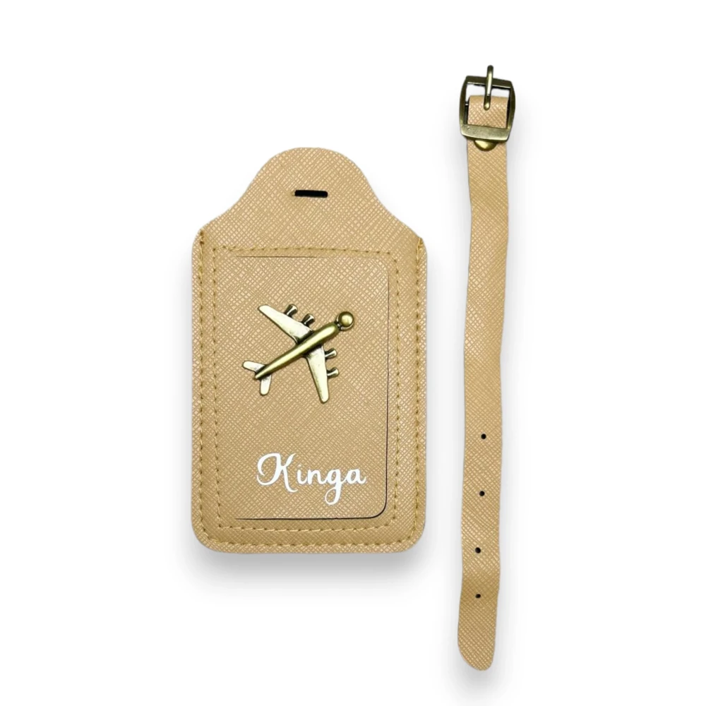 nadruk folią - zawieszka do bagażu - jasny brąz-.webp