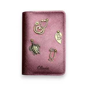 Etui na paszport - ŚLIWKOWE