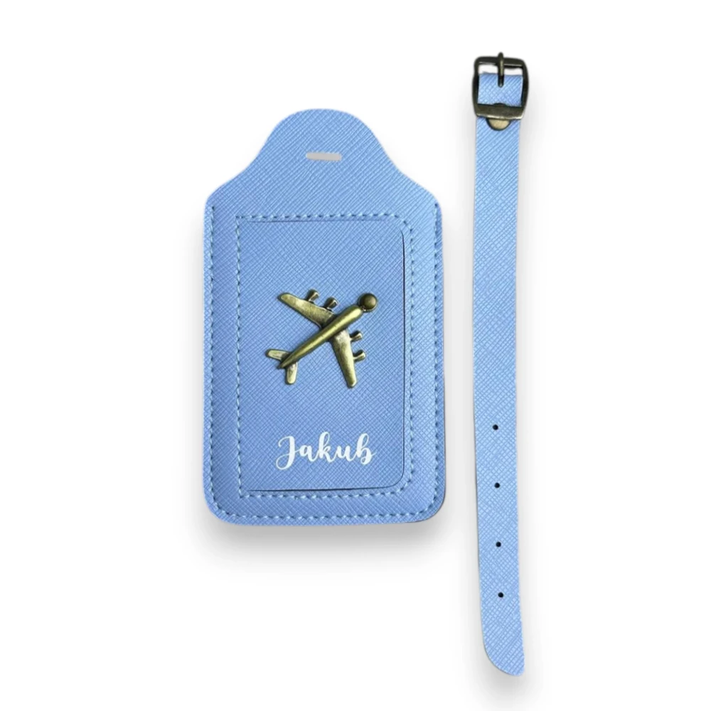 zawieszka do bagażu-błękitna- nadruk folią.webp