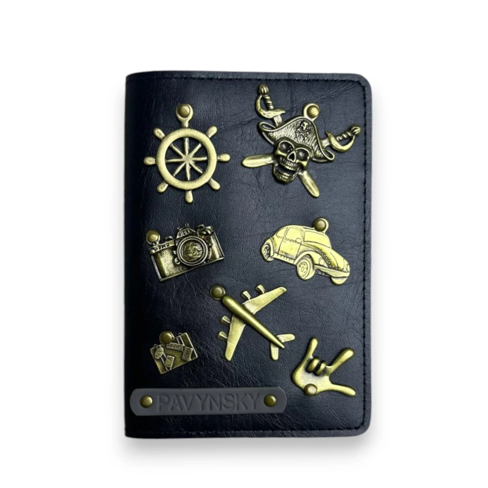 personalizowane etui na paszport -  gładka czerń.webp