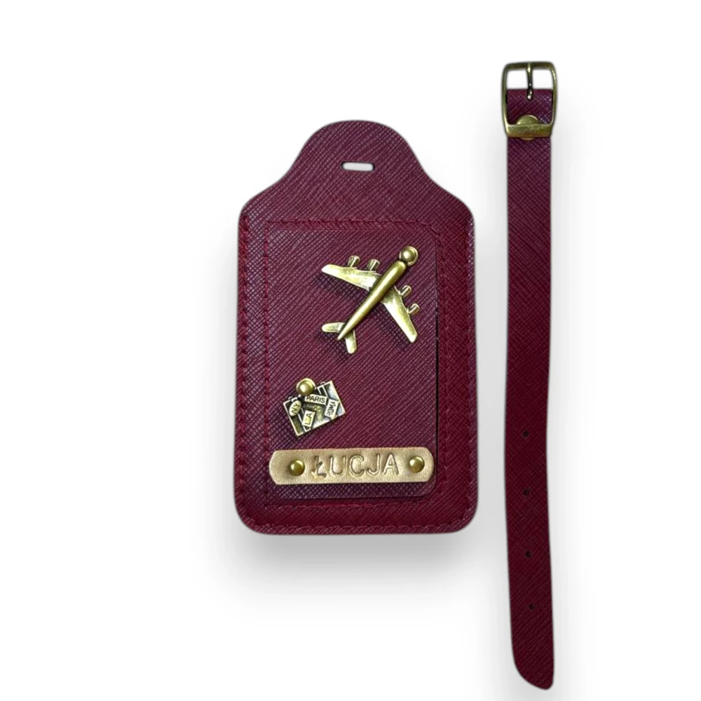 Zawieszka do bagażu- BURGUNDOWA