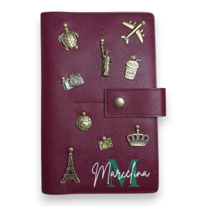 Etui na paszport rodzinne - BURGUNDOWE