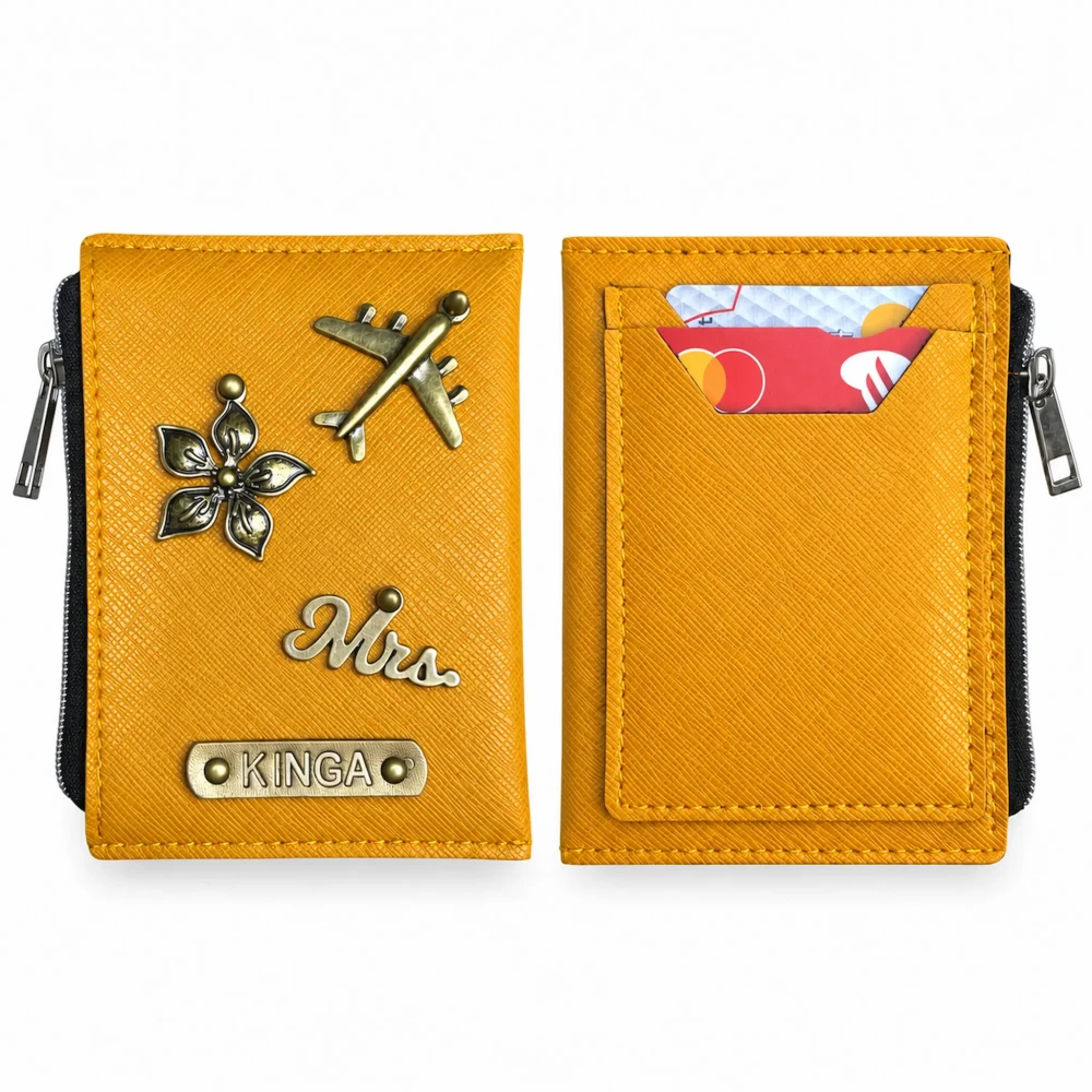 Personalizowane etui na karty z portmonetką - POMARAŃCZOWE