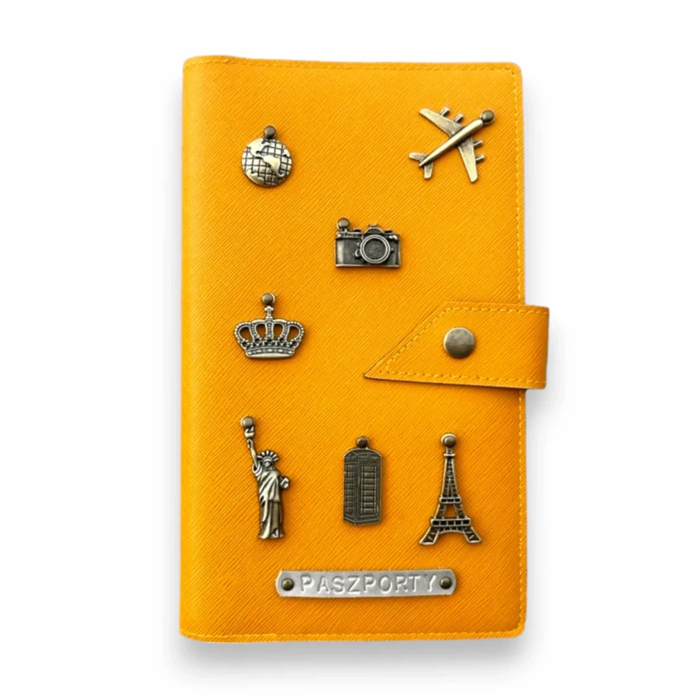 personalizowane etui na paszport dla par pomarańczowe