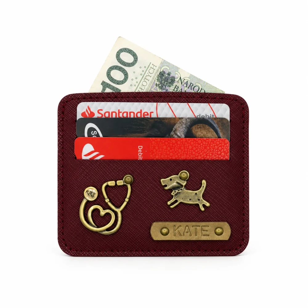Personalizowane etui na karty - BURGUNDOWE