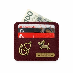 Personalizowane etui na karty - BURGUNDOWE